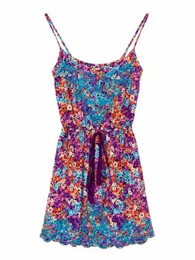 Flying Tomato Floral Paisley Embroidered Spaghetti Strap Mini Dress Size S
